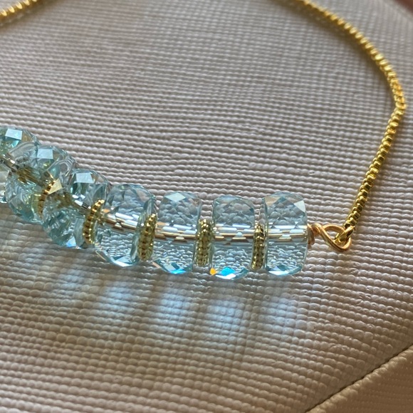 Gold and Aqua Crystal Bracelet - Picture 10 of 11